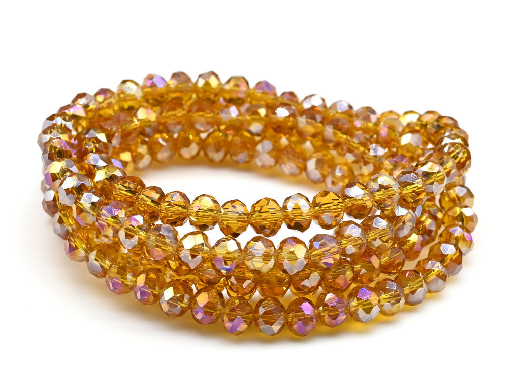 Бусы-браслет на резинке из циркона кукуруза гр.6мм зеленый хамелеон, 86см. Радуга камня  фото 17