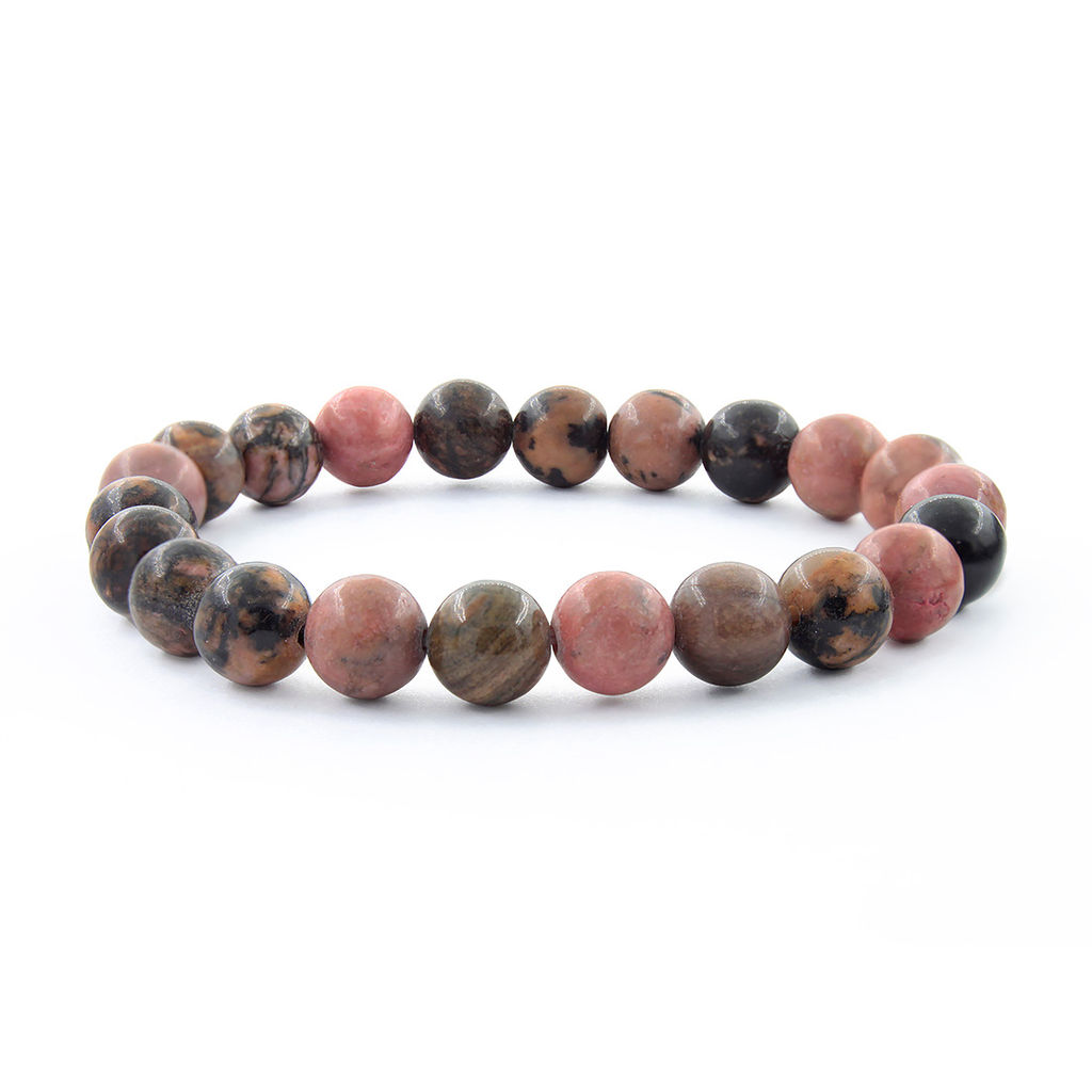 Родонит темно-розовый 8мм, браслет "Классика" длиной 17см