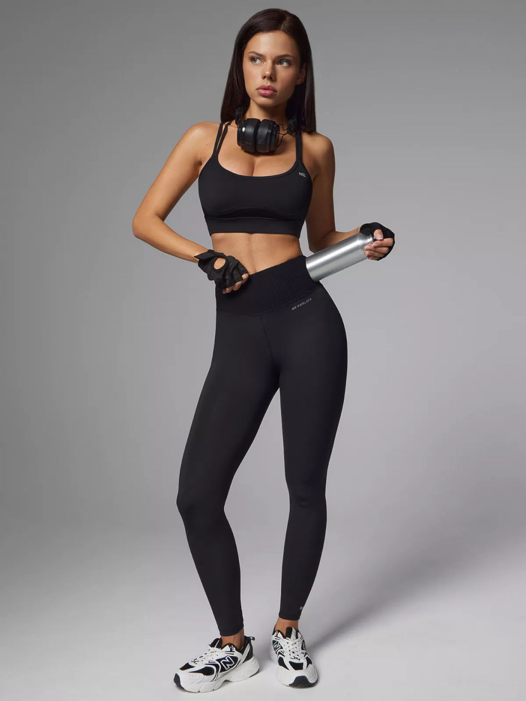 Спортивные леггинсы с поясом в рубчик