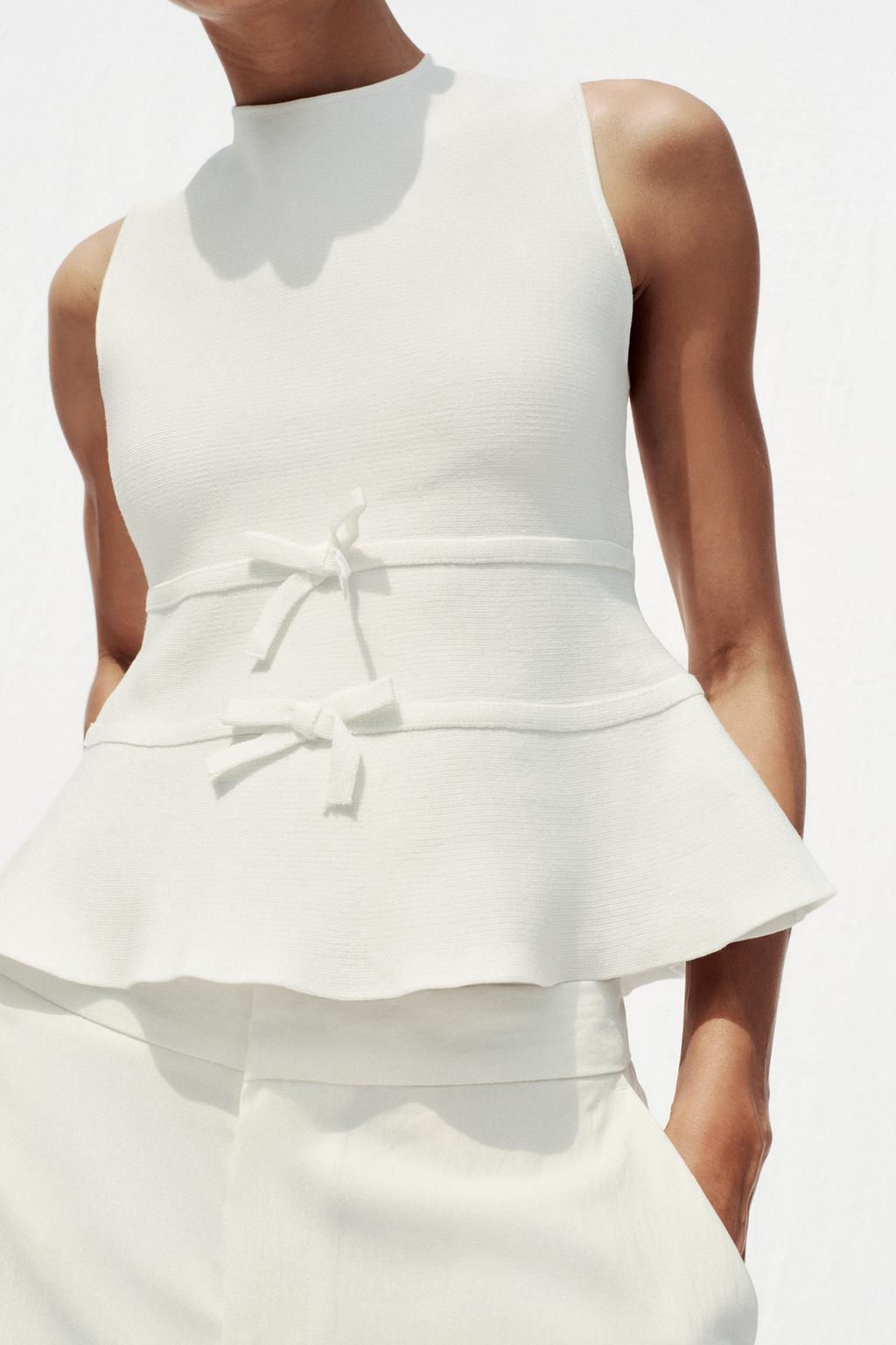 KNIT PEPLUM TOP WITH TIES - Zara фото 12