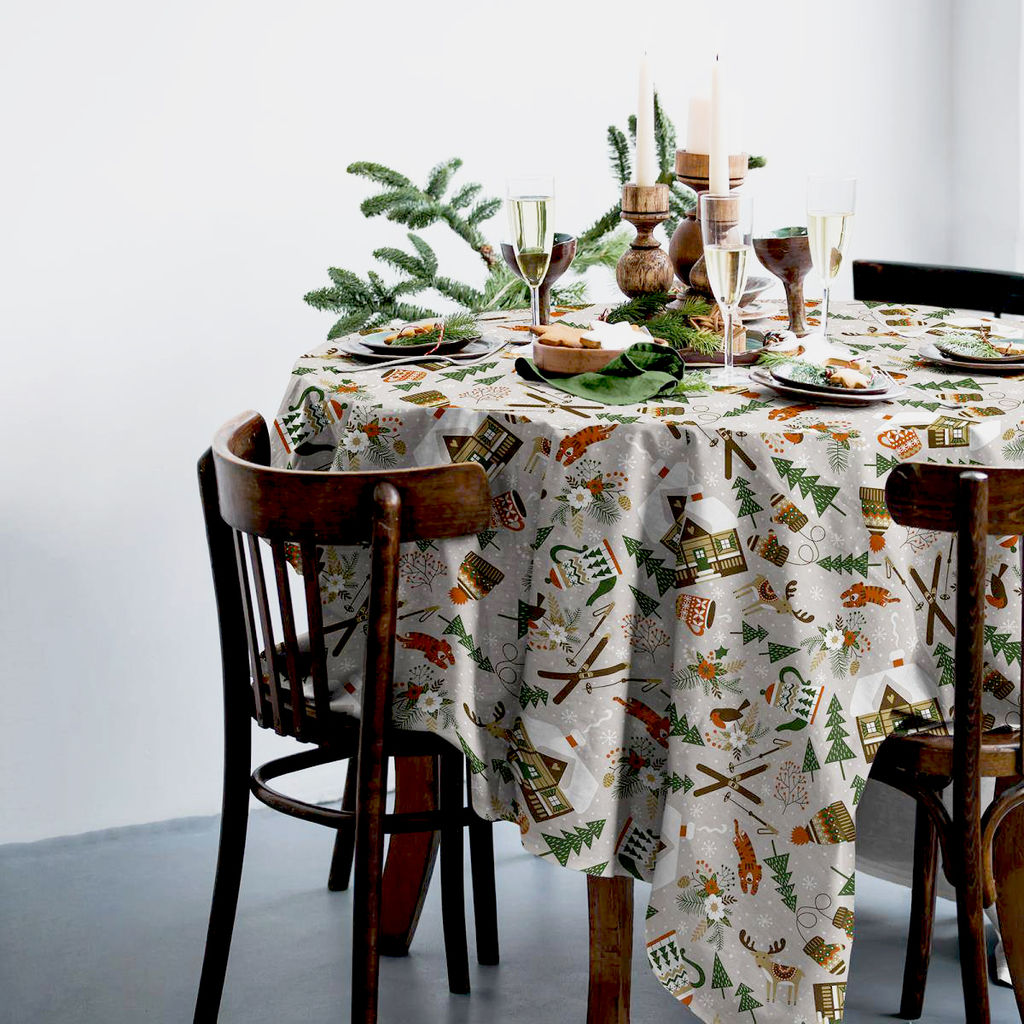 Скатерть 150*150 см, рогожка (Зимние забавы) - Ивановотекстиль фото 2