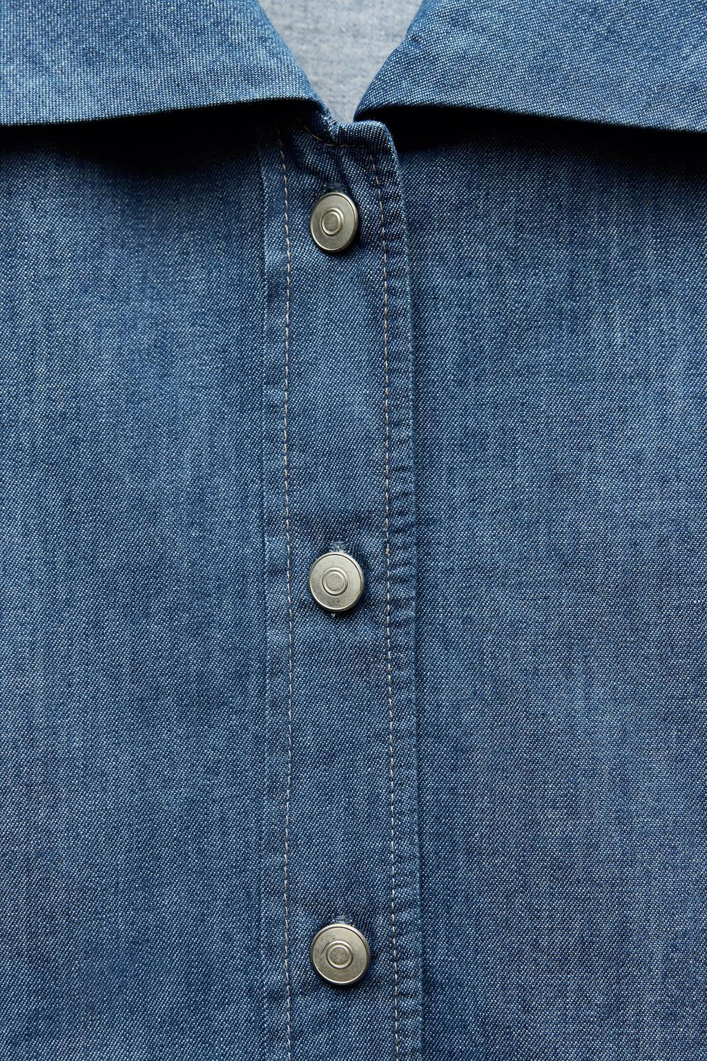 DENIM-EFFECT PETER PAN COLLAR SHIRT - Zara фото 7