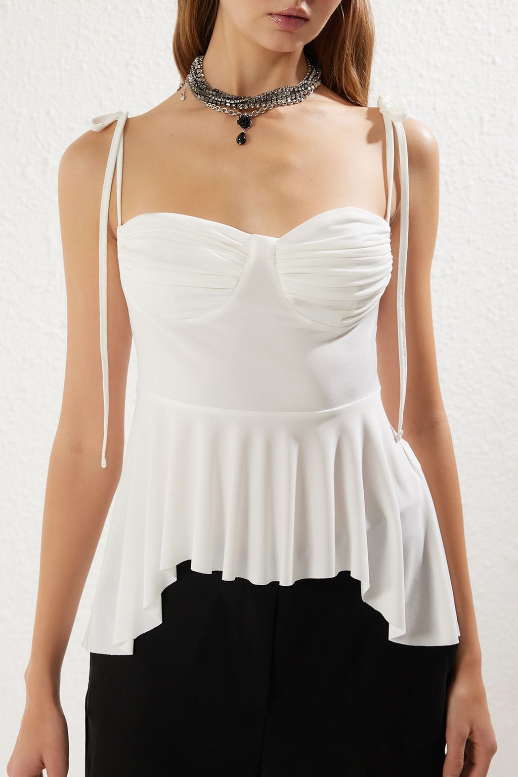 Trendyolmilla Beyaz Gogus Detayl? Orme Bluz TPRSS25BZ00006  фото 4