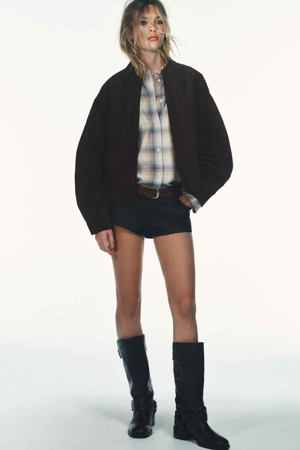 100% SUEDE BOMBER JACKET - Zara фото 2