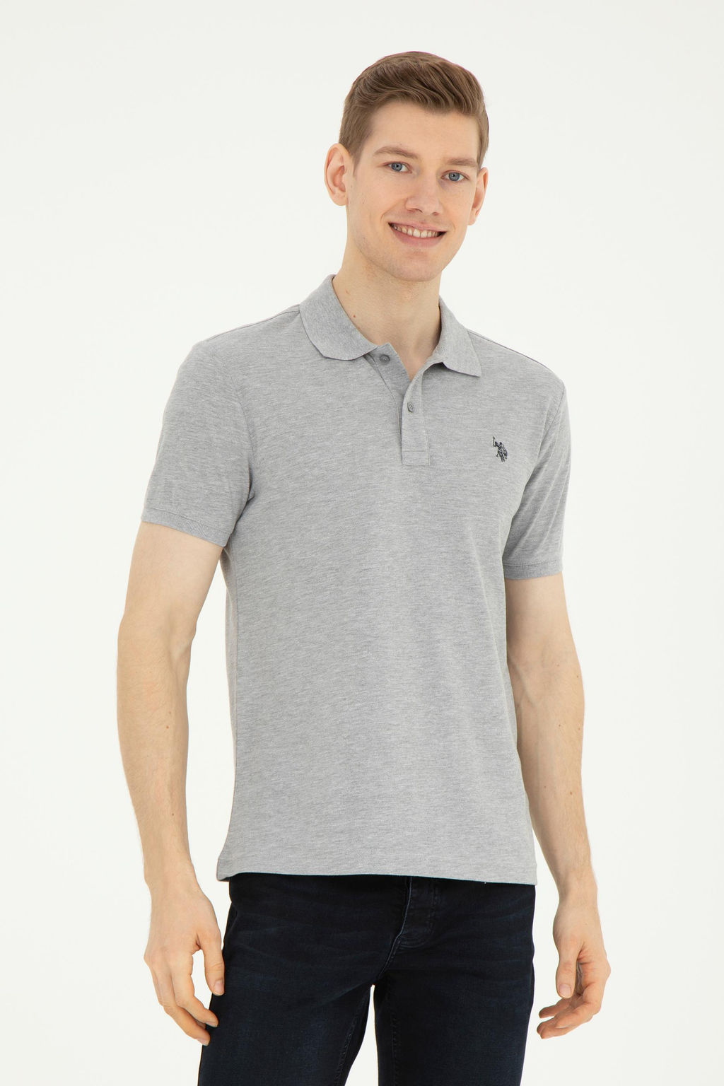 Мужская серая меланжевая базовая футболка - U.s. polo assn фото 8