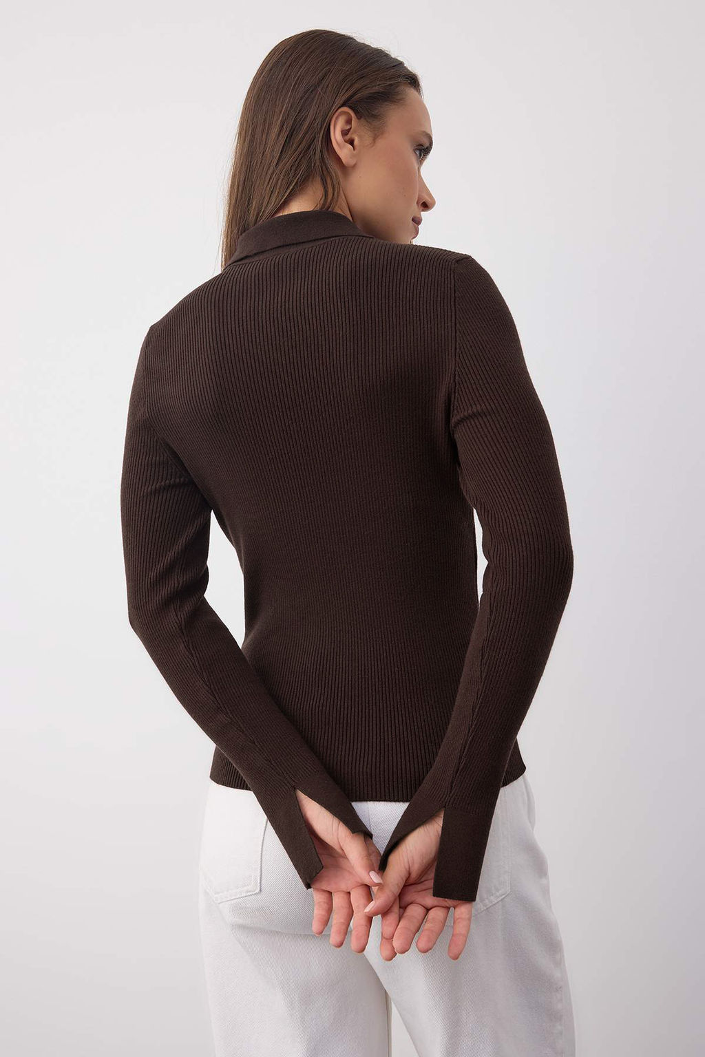 Wardrobe Essentials Kahverengi Premium Iplik Polo Yaka Triko H?rka | TWOAW26HI00225