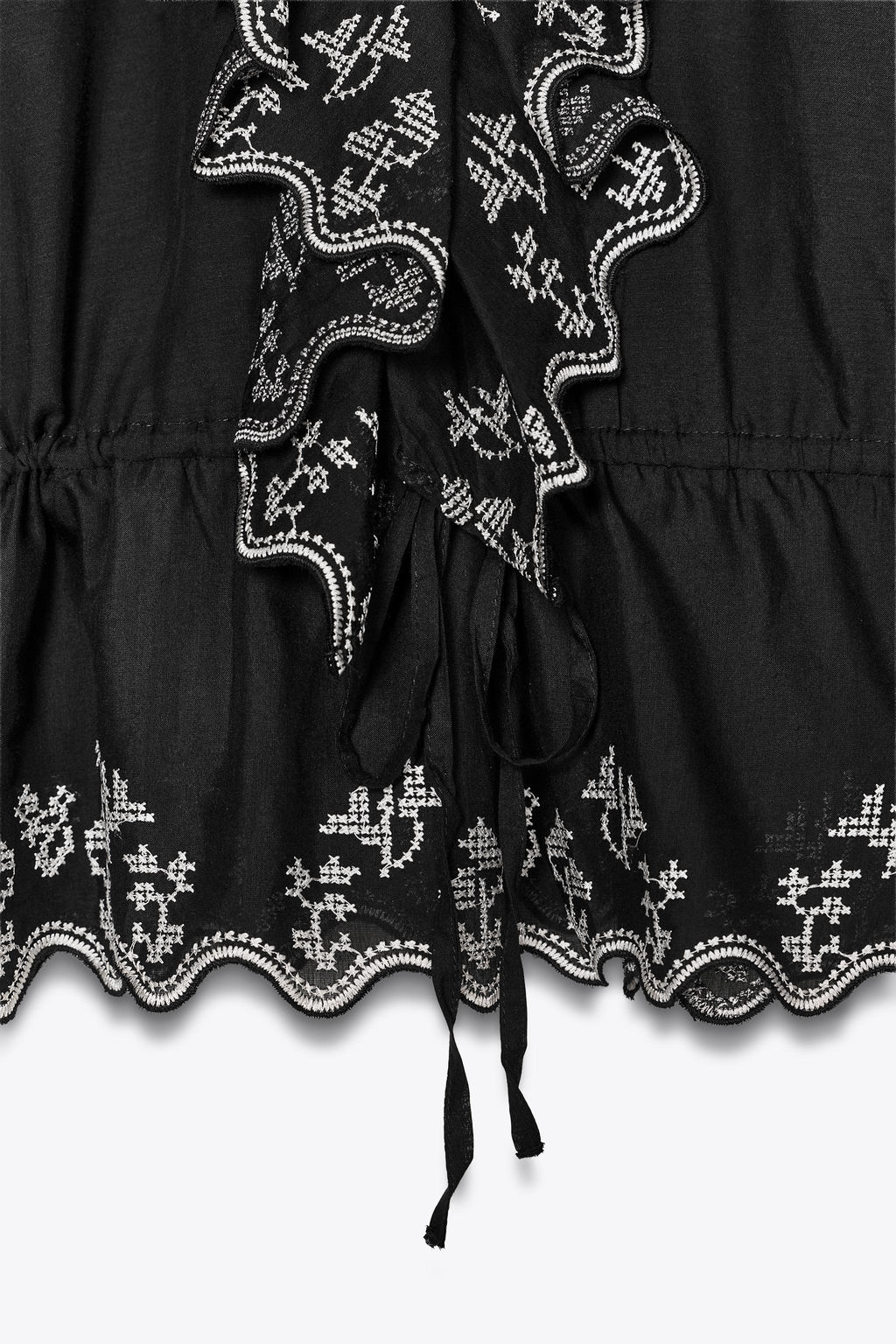 ZW COLLECTION EMBROIDERED RUFFLE BLOUSE - Zara фото 8