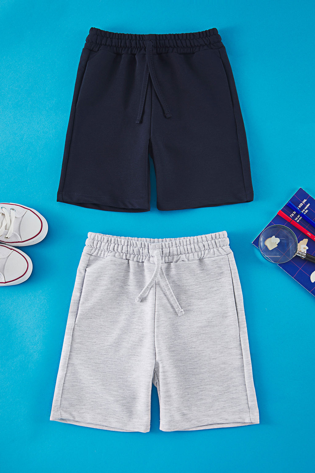 Siyah-K?rm?z? 2li Erkek Cocuk Pamuklu Basic Orme Sort & Bermuda TKDSS25SR00003 - Trendyolmilla фото 4