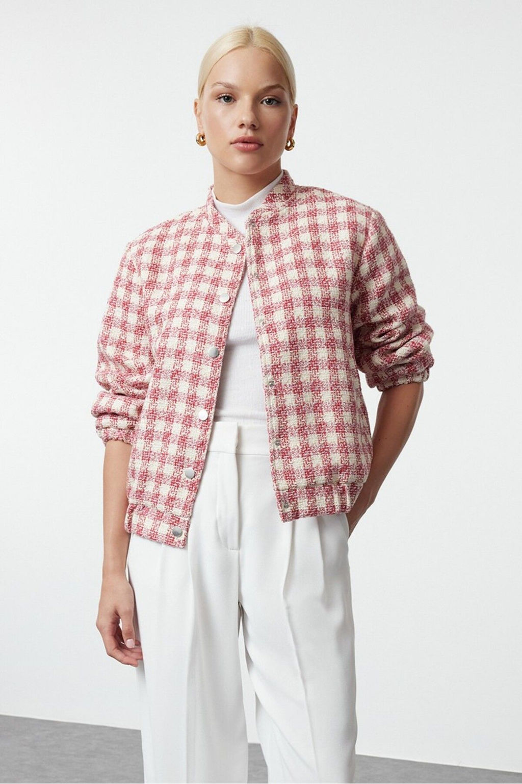 Cok Renkli Regular Tuvit Ince Bomber Ceket Mont