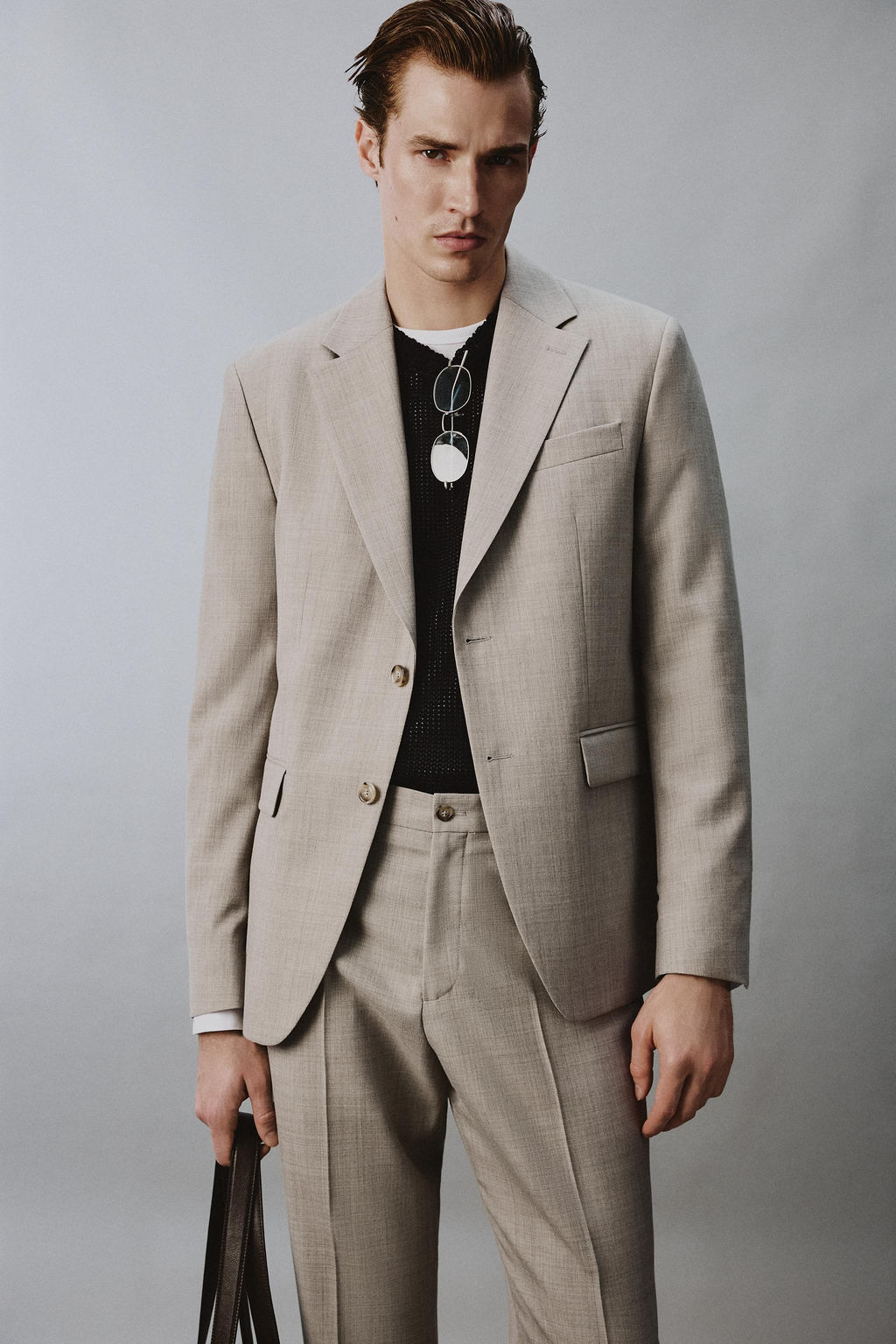 BLAZER TRAJE CONFORT CON LANA / Gris / Beige - Zara фото 5