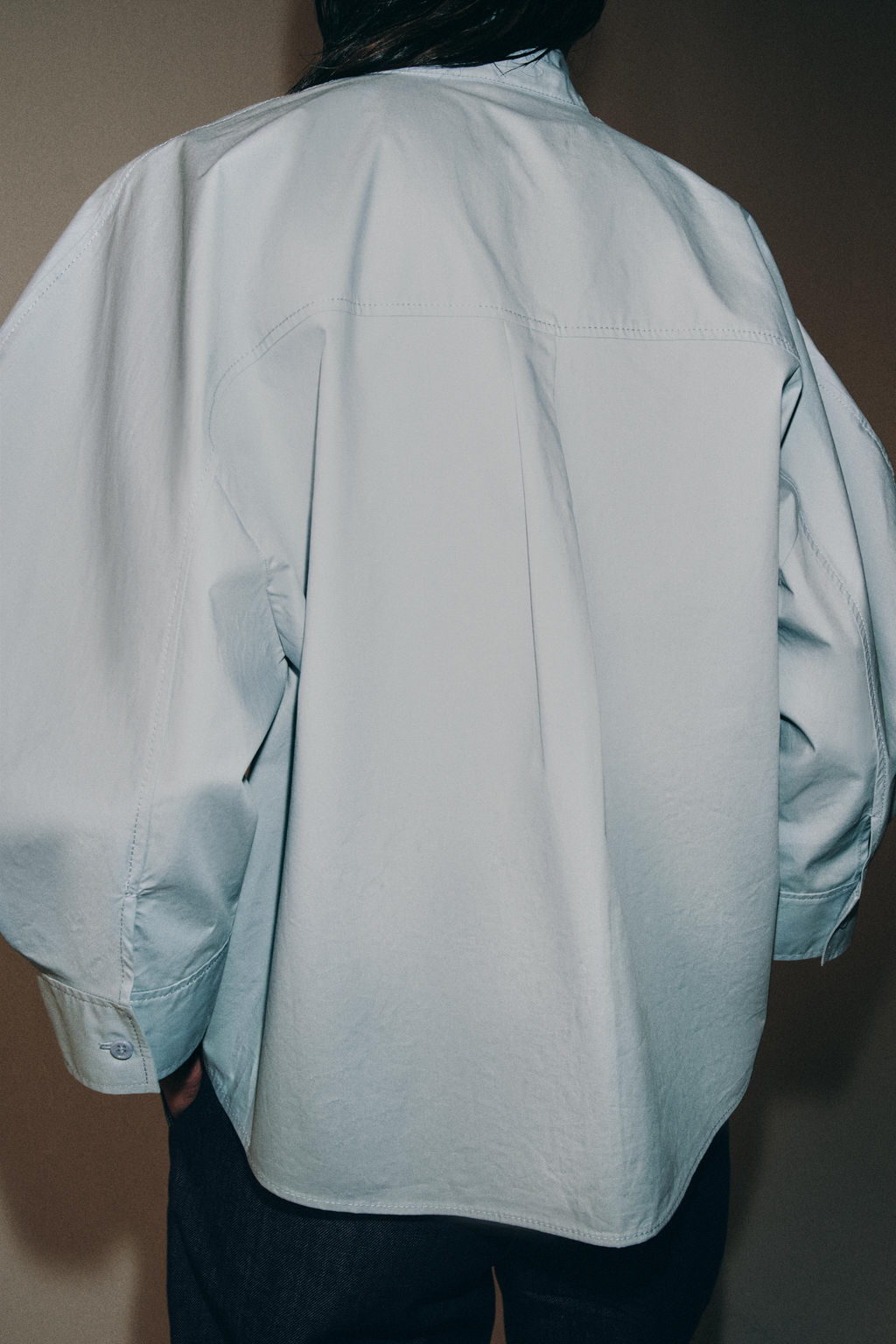 CAMISA MANGA ABULLONADA ZW COLLECTION / Azul / Gris - Zara фото 3