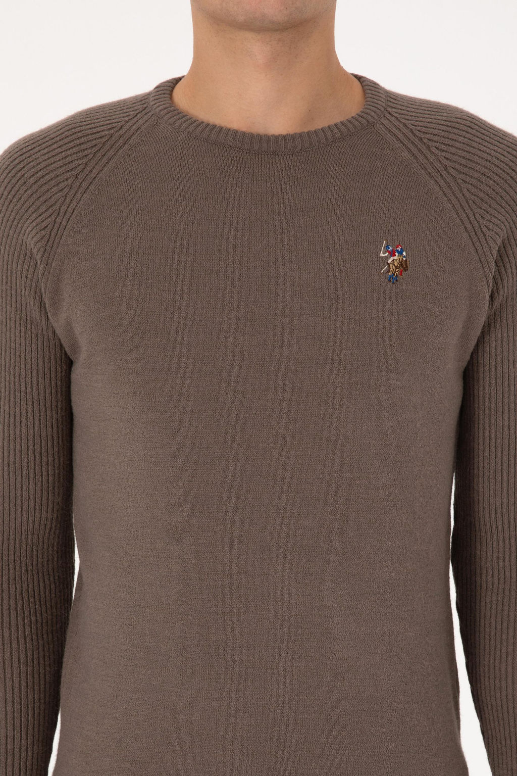 Erkek Regular Fit Bisiklet Yaka Vizon Kazak - U.s. polo assn фото 6