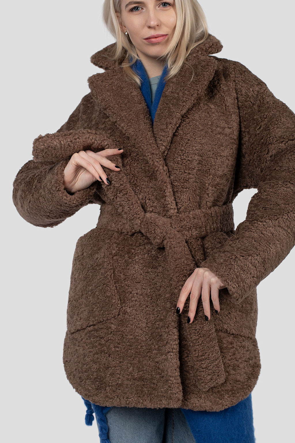 02-3195 Пальто женское утепленное (пояс) - El podio фото 8