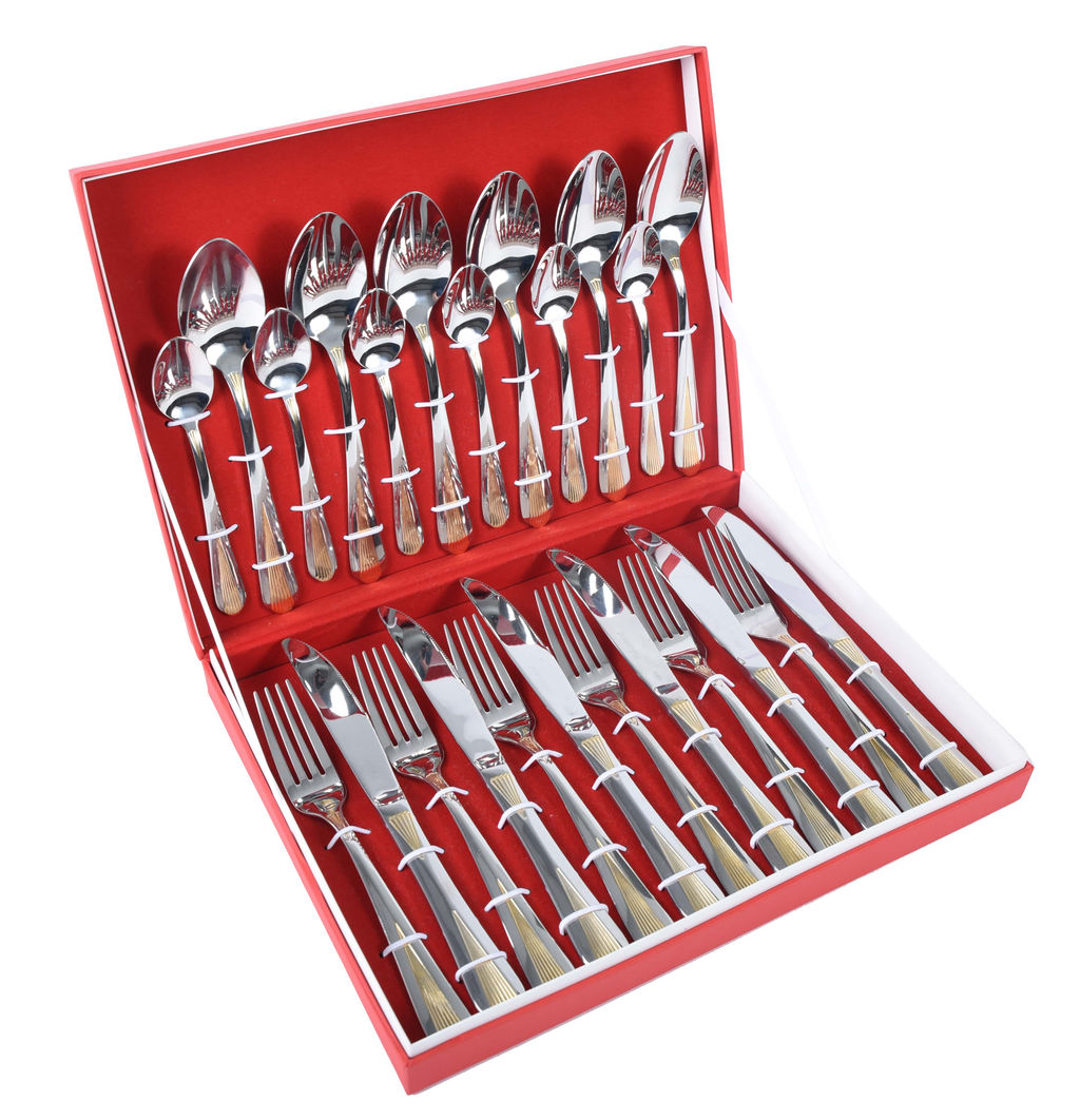 Набор столовых приборов 24пр.Арабеск(М01)с частичным декор.покрытием в дек.коробке НСП-24011 - Kukmara фото 3