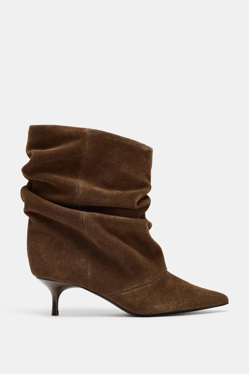 RUFFLED SPLIT SUEDE ANKLE BOOTS - Zara фото 3