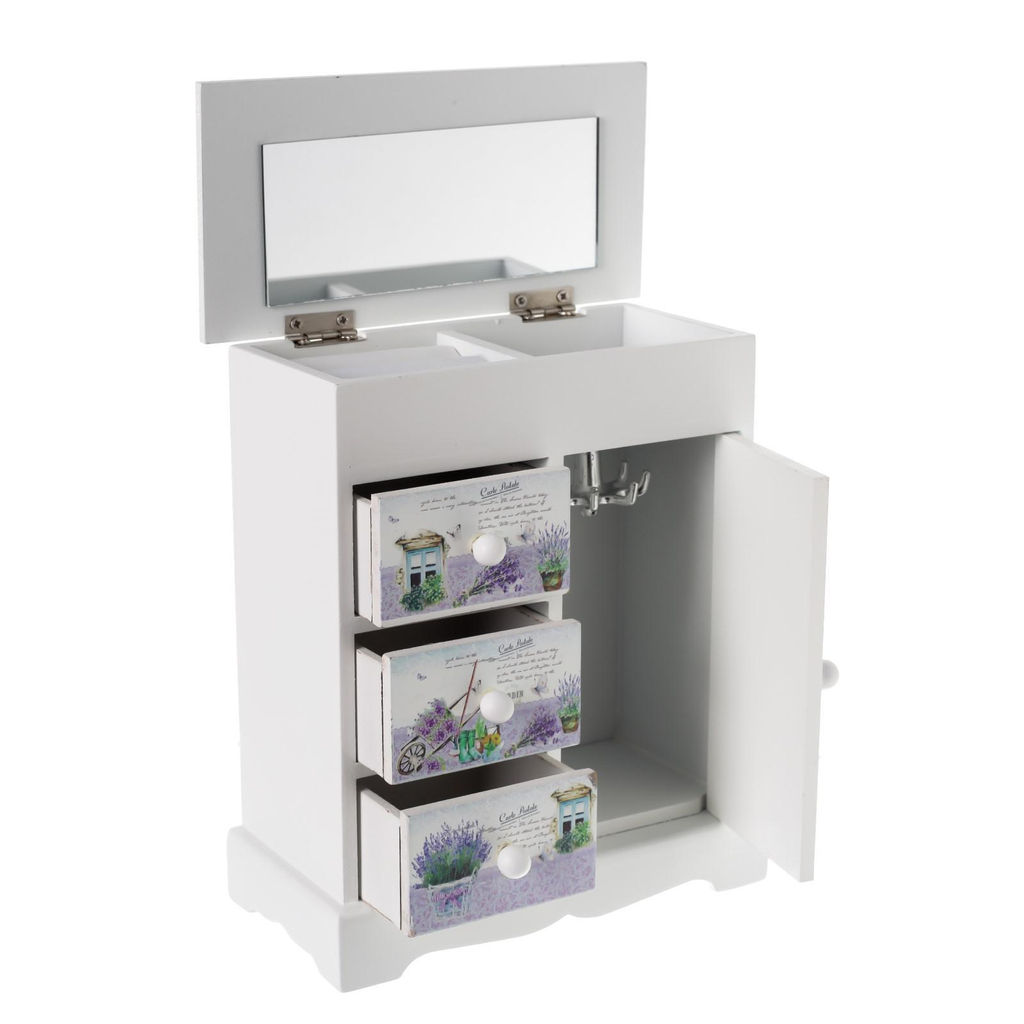 Шкатулка дерево комод 3 ящика+дверка Лавандовое поле 18,8х16,1х8,2 см - Simaland фото 9