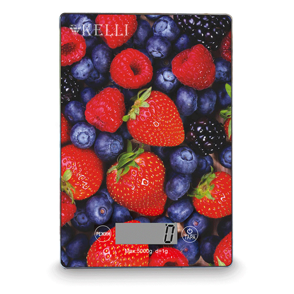 Весы кухонные электронные "Kelli" 23,5х16,5х3см, пластмассовый корпус, размер платформы: 23х16см, максимальный вес: 5кг, цена деления: 1г, цифровой дисплей с подсветкой, функция "Тара", автоматическое отключение, индикатор перегрузки, батарейки в ком