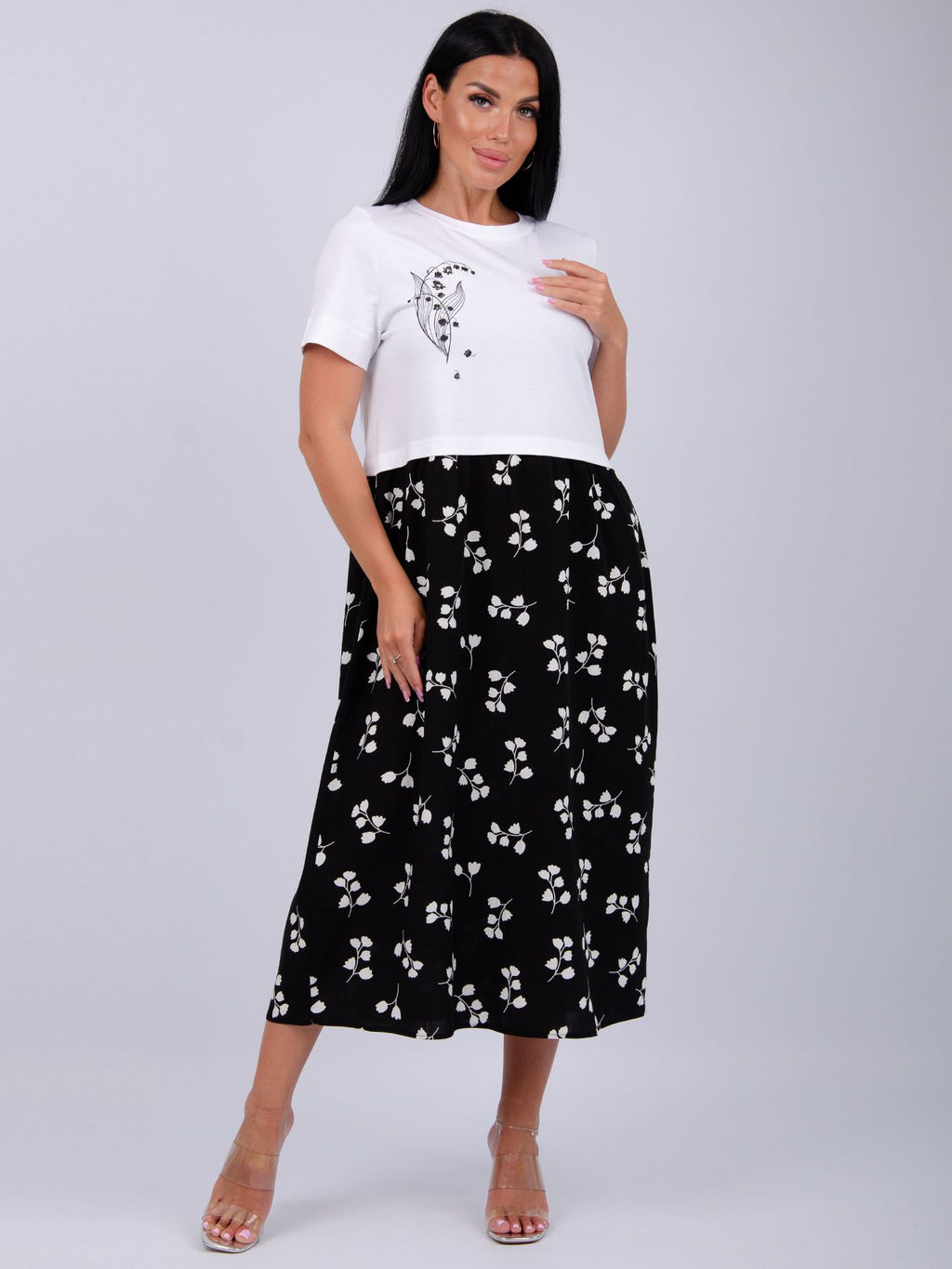 Платье Виттория, вискоза/кулирка До 60 размера - Малина фото 59