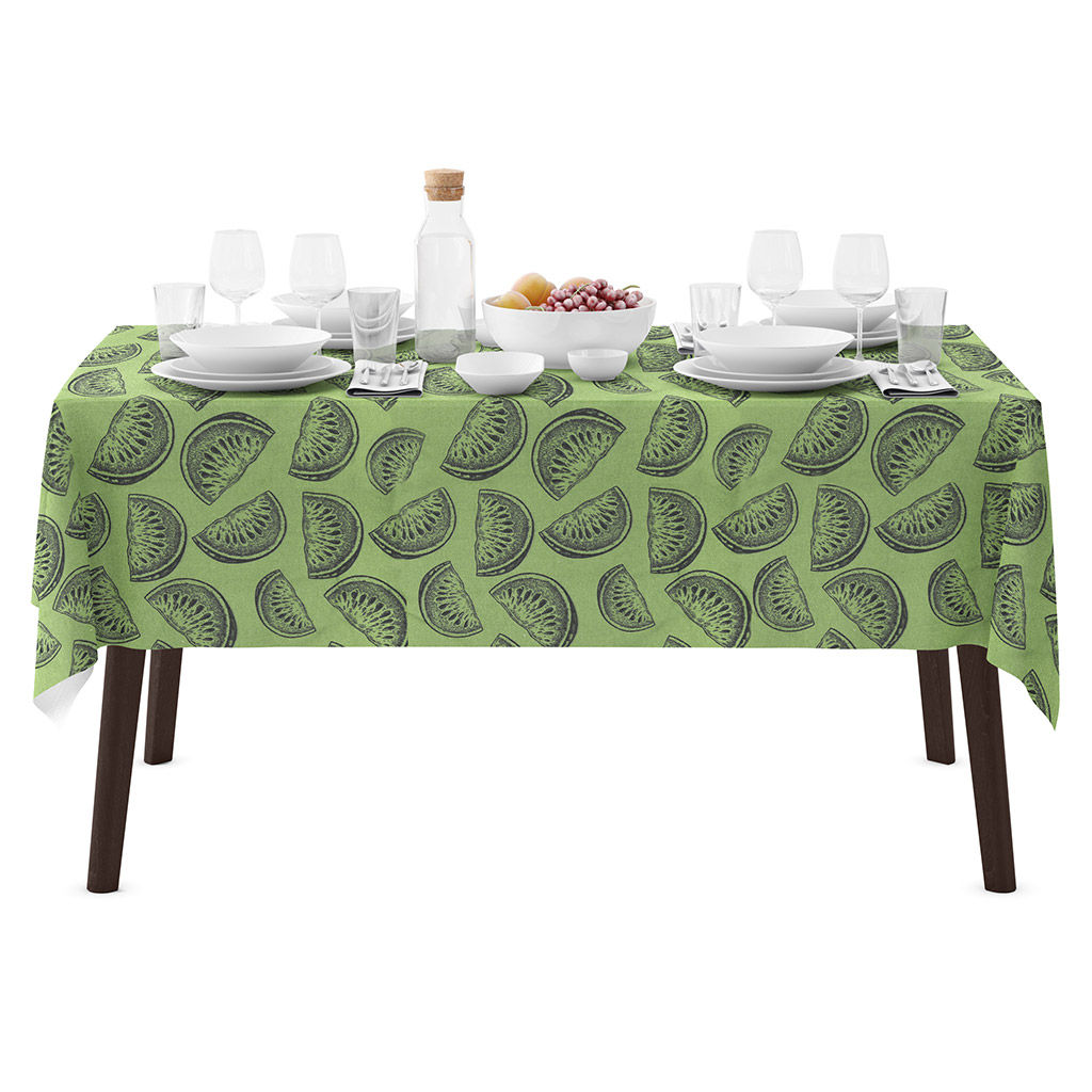 Астурия, зеленый Скатерть 200х145см, длина стола до 160см, на 6-8 персон, хлопок Премиум 186г/м2, Домашняя мода (Россия)