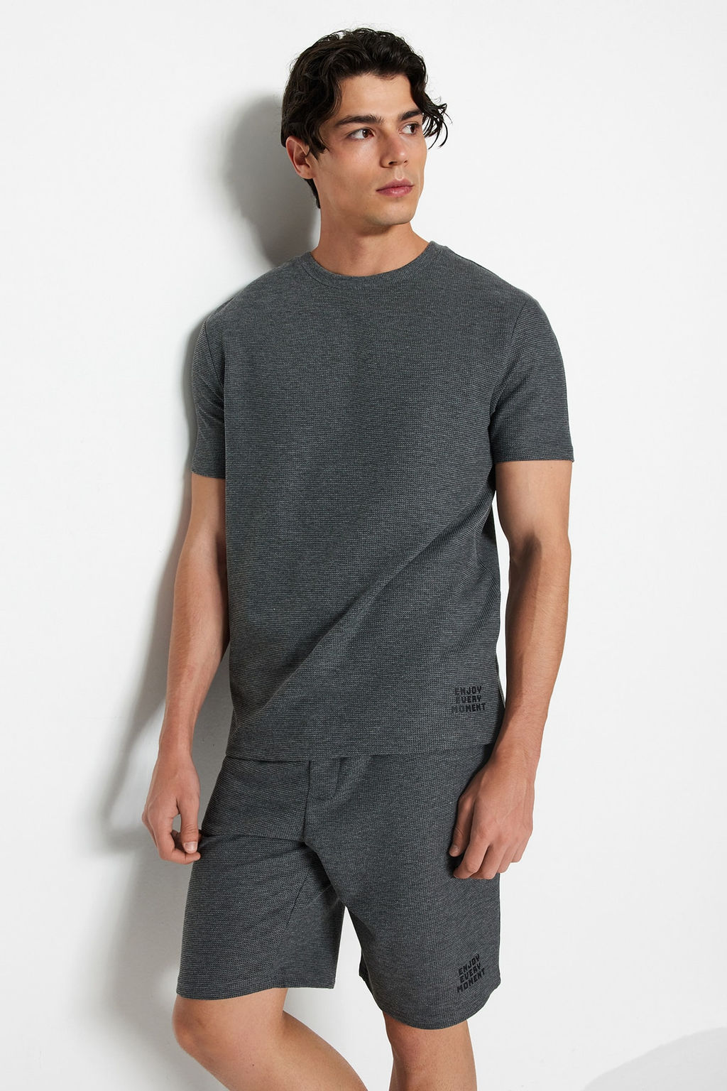 TRENDYOL MAN Mavi Regular Fit Waffle Sortlu Pijama Tak?m? TMNSS23PT00032 - Trendyolmilla фото 25