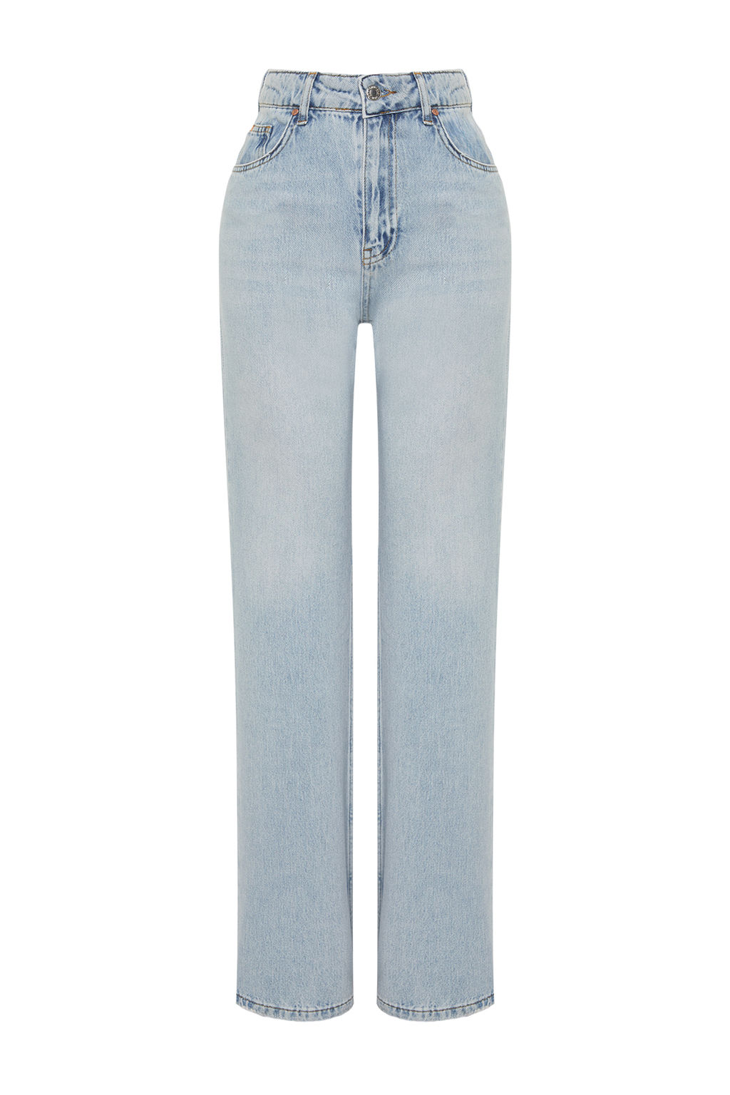 TRENDYOLMILLA Mavi Soluk Efekt Vintage Yuksek Bel Wide Leg Jeans TWOSS24JE00022