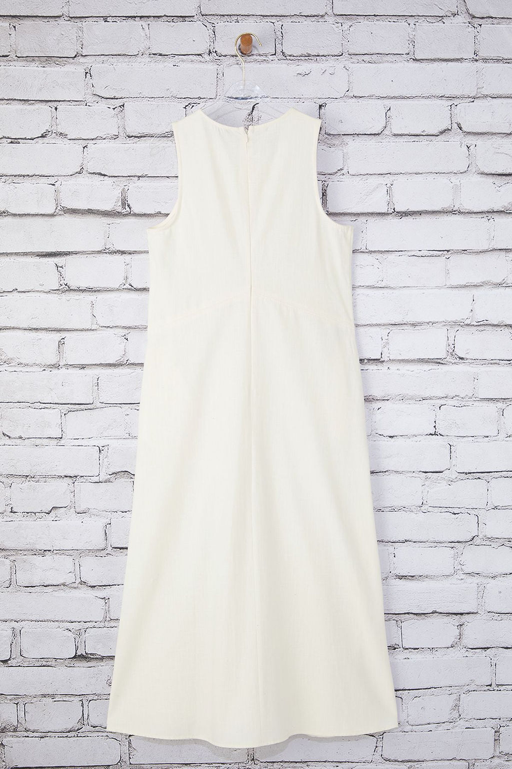 Trendyolmilla Kahverengi Keten Kar?s?ml? Duz Kesim Dikis ve Cep Detayl? Midi Dokuma Elbise TWOSS25EL00652 фото 8