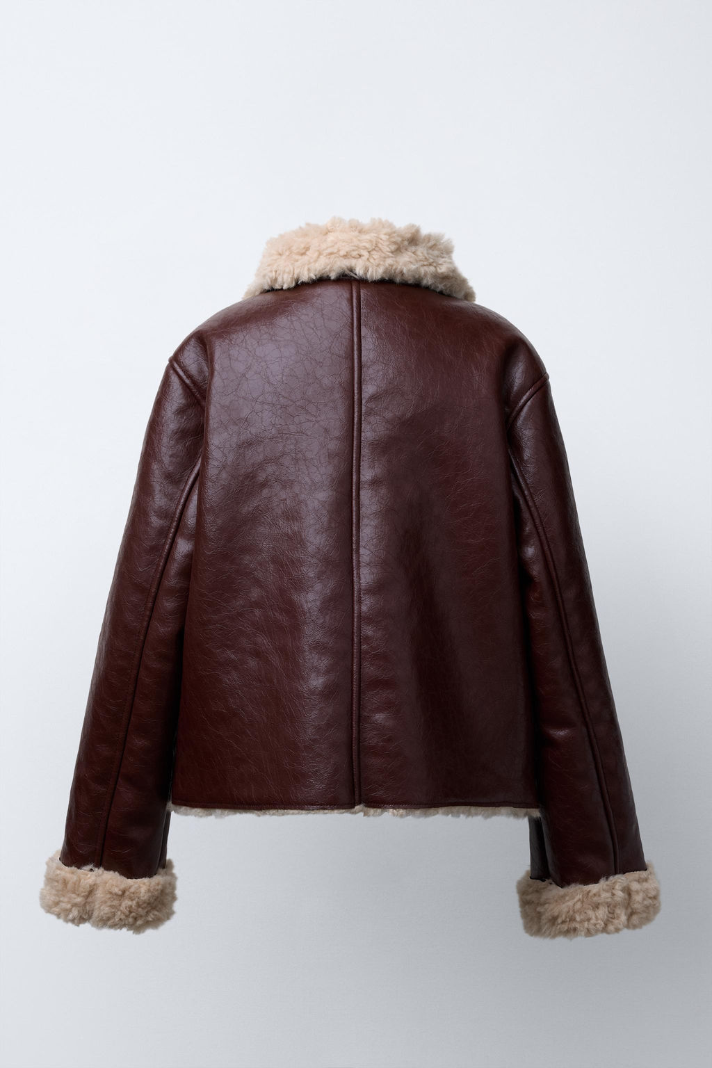 DOUBLE-FACED FAUX SHEARLING AND FAUX LEATHER JACKET - Zara фото 4