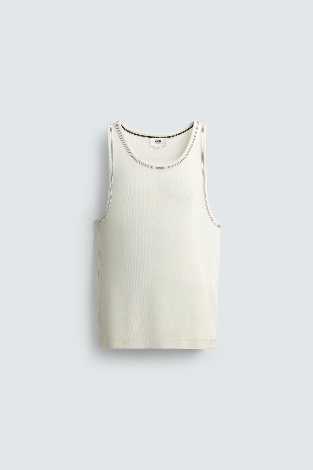 TANK T-SHIRT WITH CONTRAST TOPSTITCHING - Zara фото 6