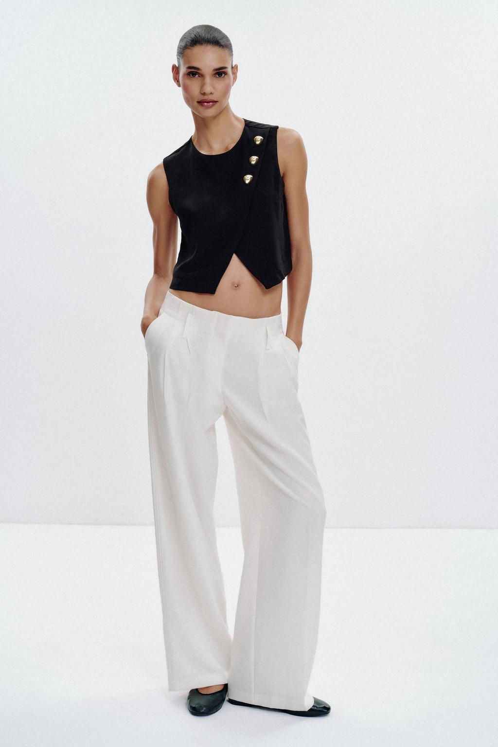 GOLD BUTTON CROSSOVER TOP
