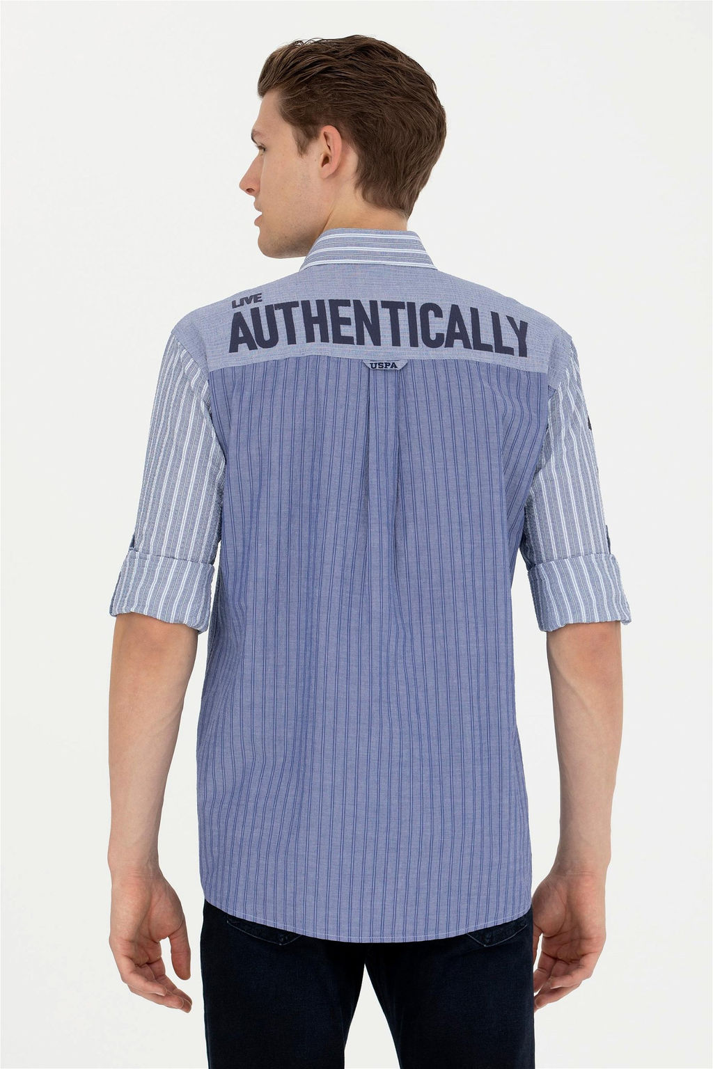 Мужская темно-синяя рубашка с длинным рукавом - U.s. polo assn фото 12