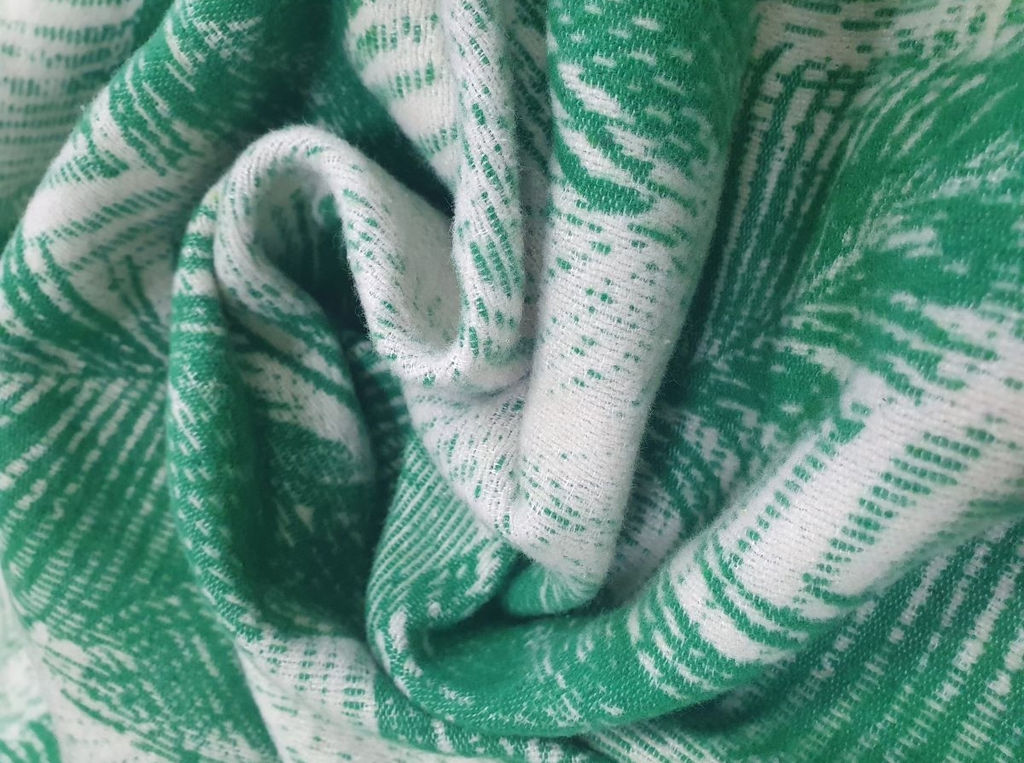 Одеяло байковое 170*205 жаккард "Перья" цв зелен (Россия ВВТ)