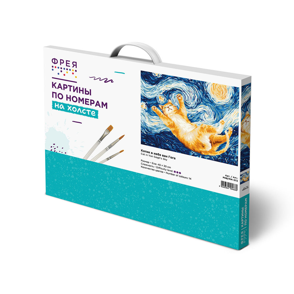 ФРЕЯ PNB/PM-372 Набор для раскрашивания по номерам 40 х 30 см Котик в небе ван Гога