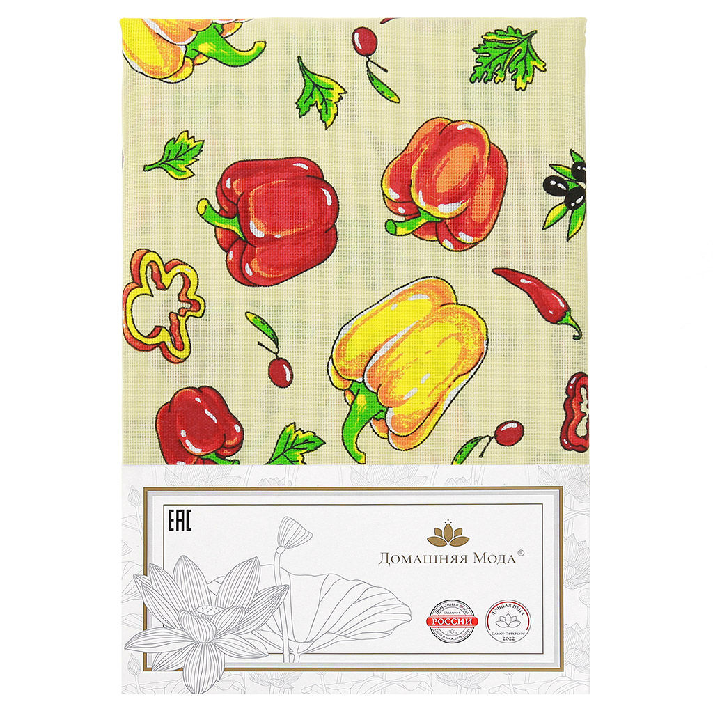 Скатерть 180х145см Перцы, вид 1, длина стола до 140см, на 6 персон, рогожка (хлопок 100%) 171г/м2, упаковка классическая, пакет ПВХ 28х41см, Домашняя мода (Россия)  фото 5