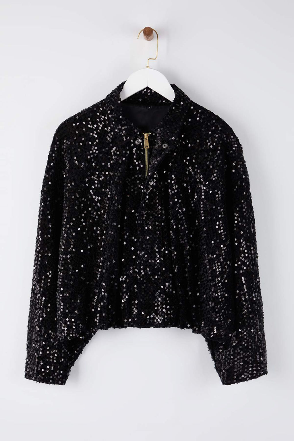 Siyah Oversize Parlak Pul Payet Bomber Mont TWOAW26MO00165 - Trendyolmilla фото 5