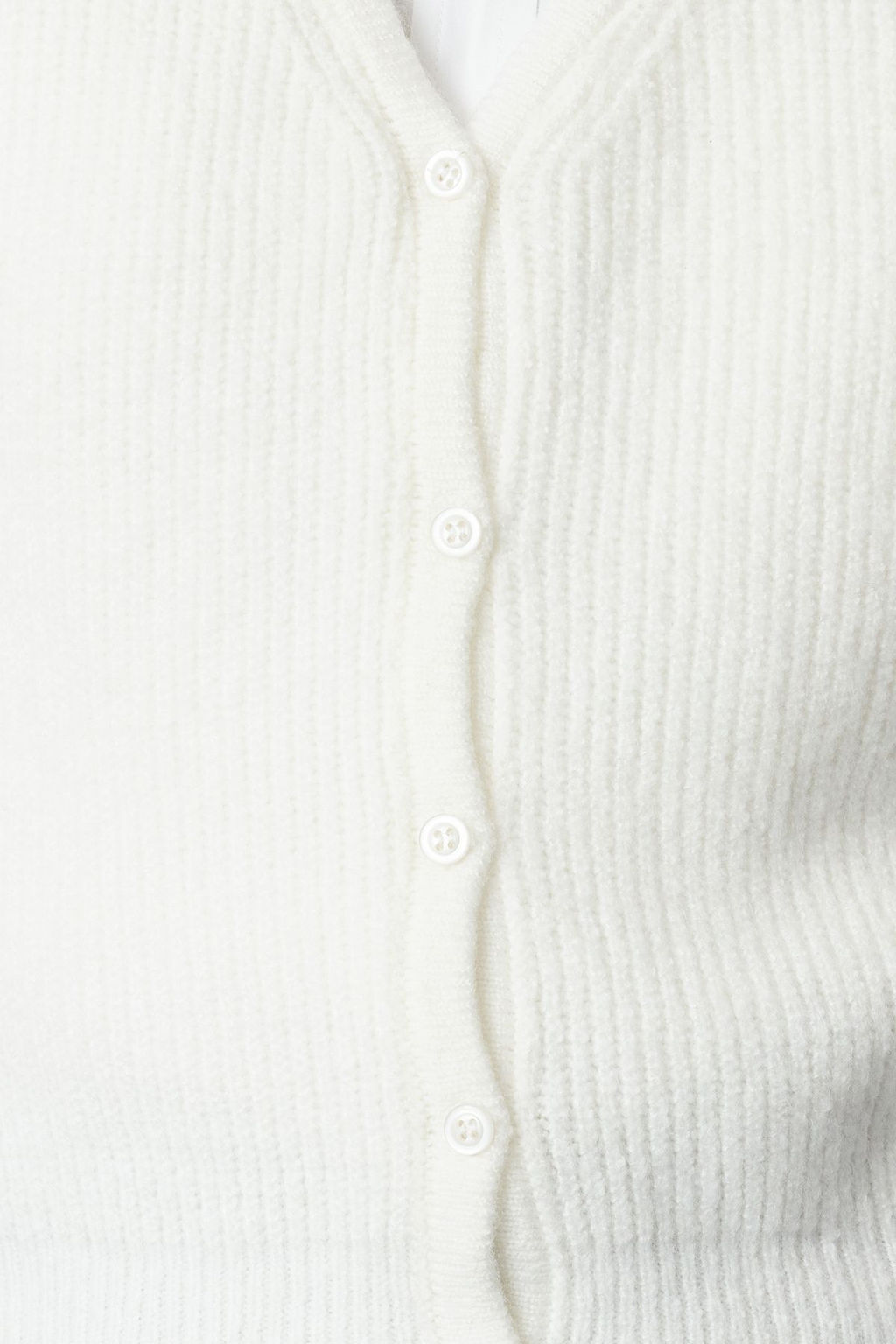 Ekru Yumusak Dokulu Crop Dugmeli V Yaka Regular Yelek TWOAW25YE00019 - Trendyolmilla фото 3