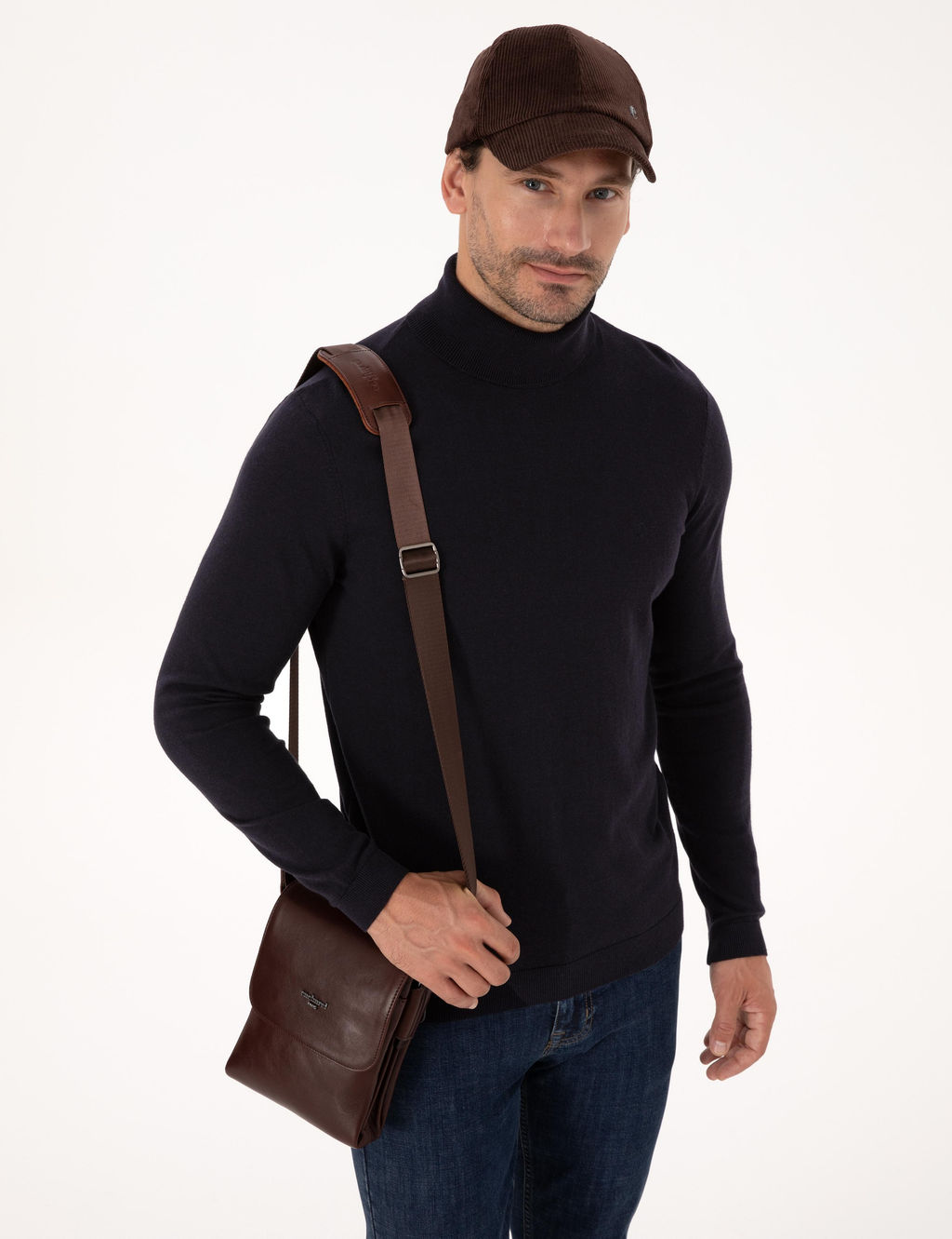 Lacivert Slim Fit Pamuk Kar___ml_ Bal_k__ Yaka Basic Triko Kazak - Cacharel фото 3