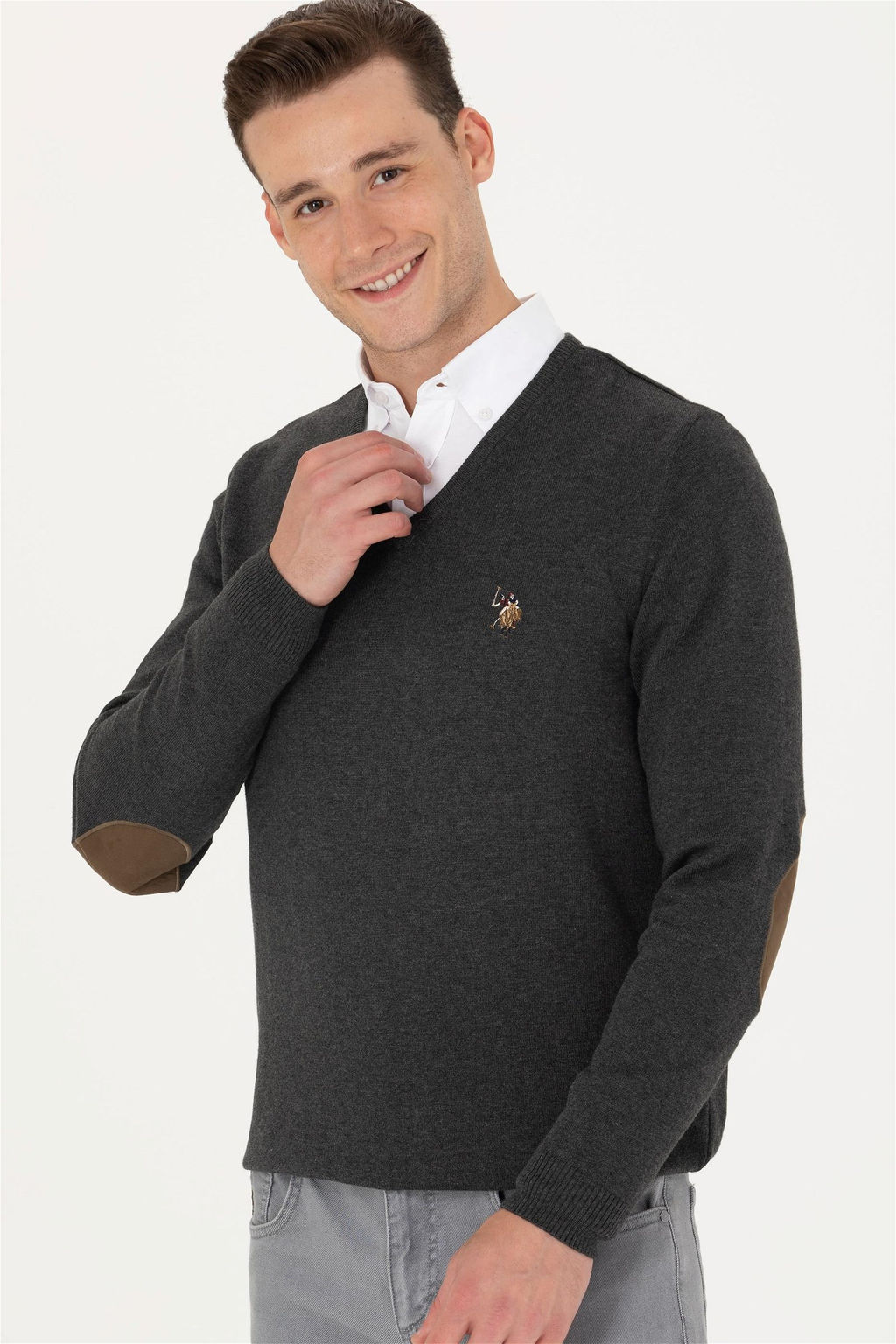 U. S. Polo Assn Мужской базовый свитер антрацитового цвета - U.s. polo assn фото 11