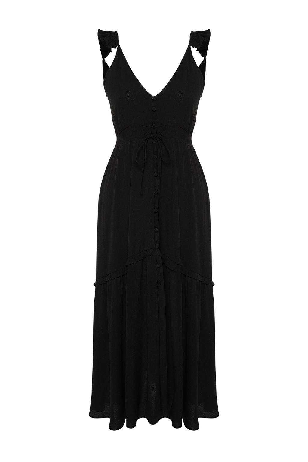 TRENDYOLMILLA Siyah Maxi Dokuma F?rf?rl? Plaj Elbisesi TBESS24EL00092 фото 7