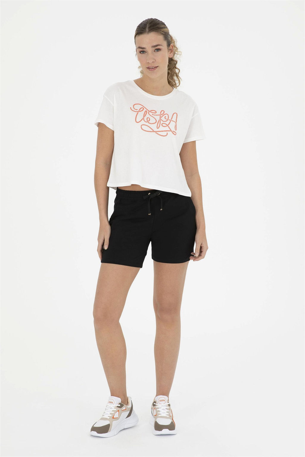 Женская футболка цвета экрю с круглым вырезом - U.s. polo assn фото 4