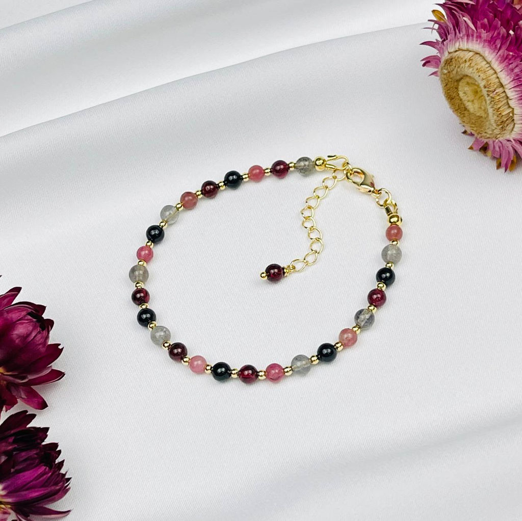 Браслет для Скорпиона из Турмалина,Лабрадора и Граната - Радуга самоцветов фото 2