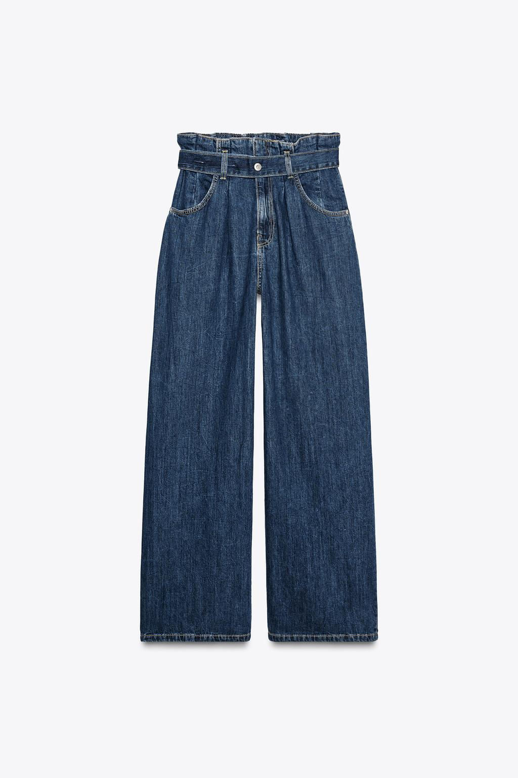 TRF HIGH-WAIST PAPERBAG BELTED JEANS - Zara фото 6