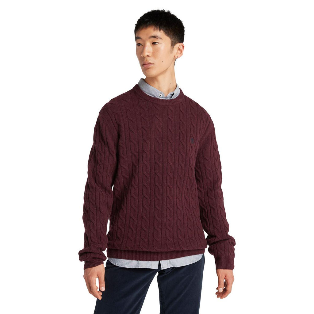 Свитер Timberland Sweater Phillips Brook Lambswool Cable Crew Regular бордовый  фото 4