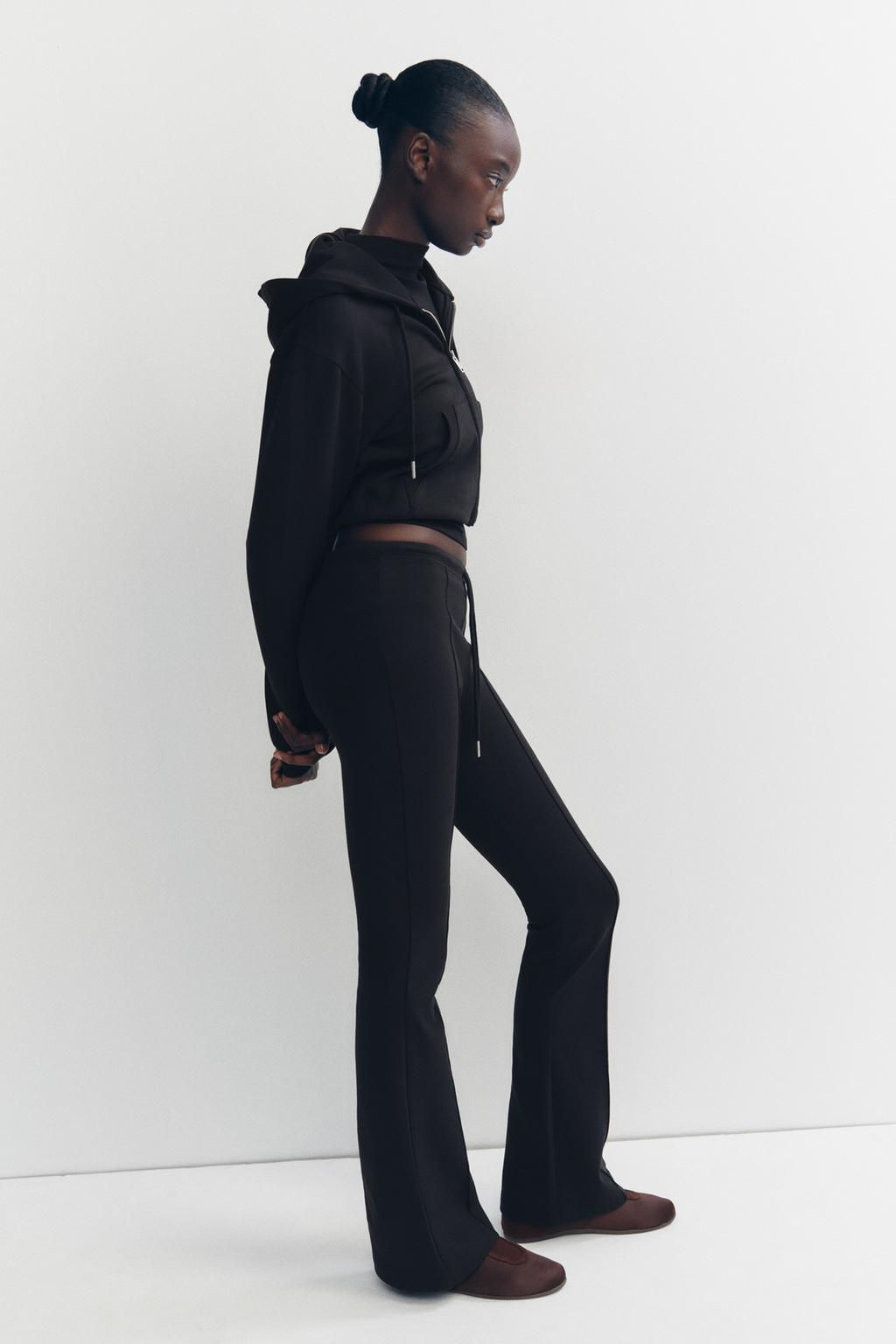 STITCHED INTERLOCK BELL BOTTOM TROUSERS - Zara фото 14