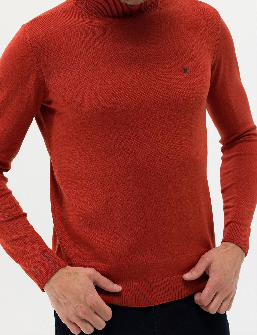 Kiremit Slim Fit Yar_m Bal_k__ Yaka Basic Triko Kazak - Pierre cardin фото 6