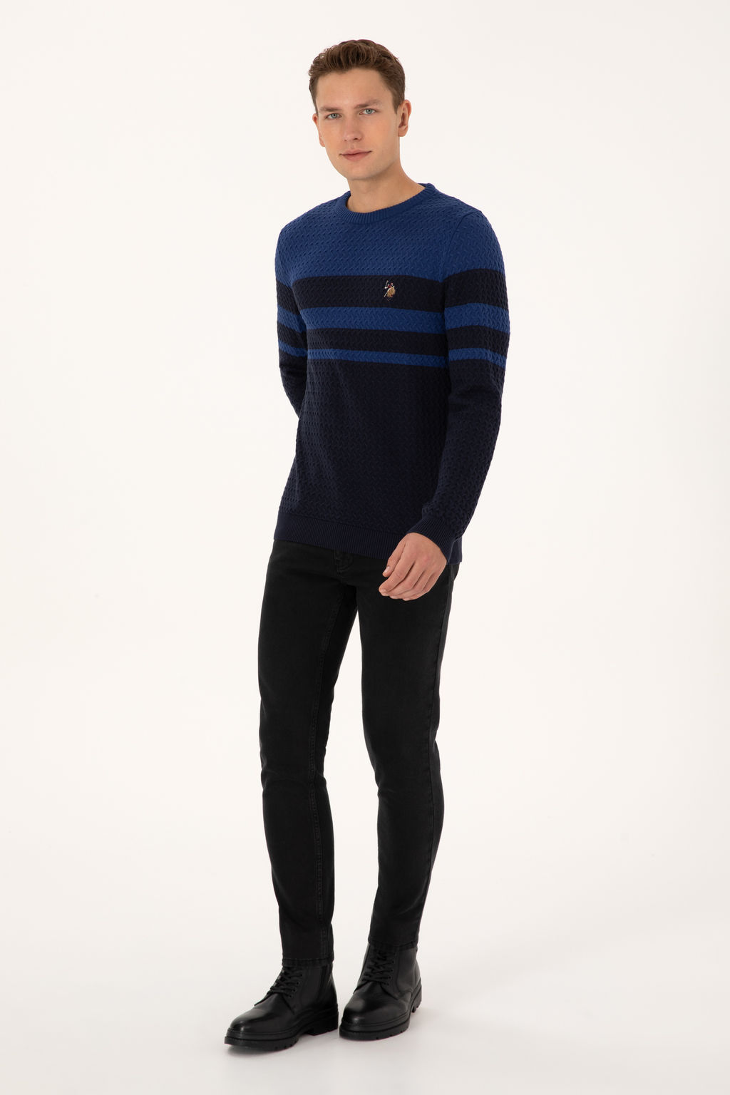 Erkek Slim Fit Bisiklet Yaka Lacivert Kazak - U.s. polo assn фото 11