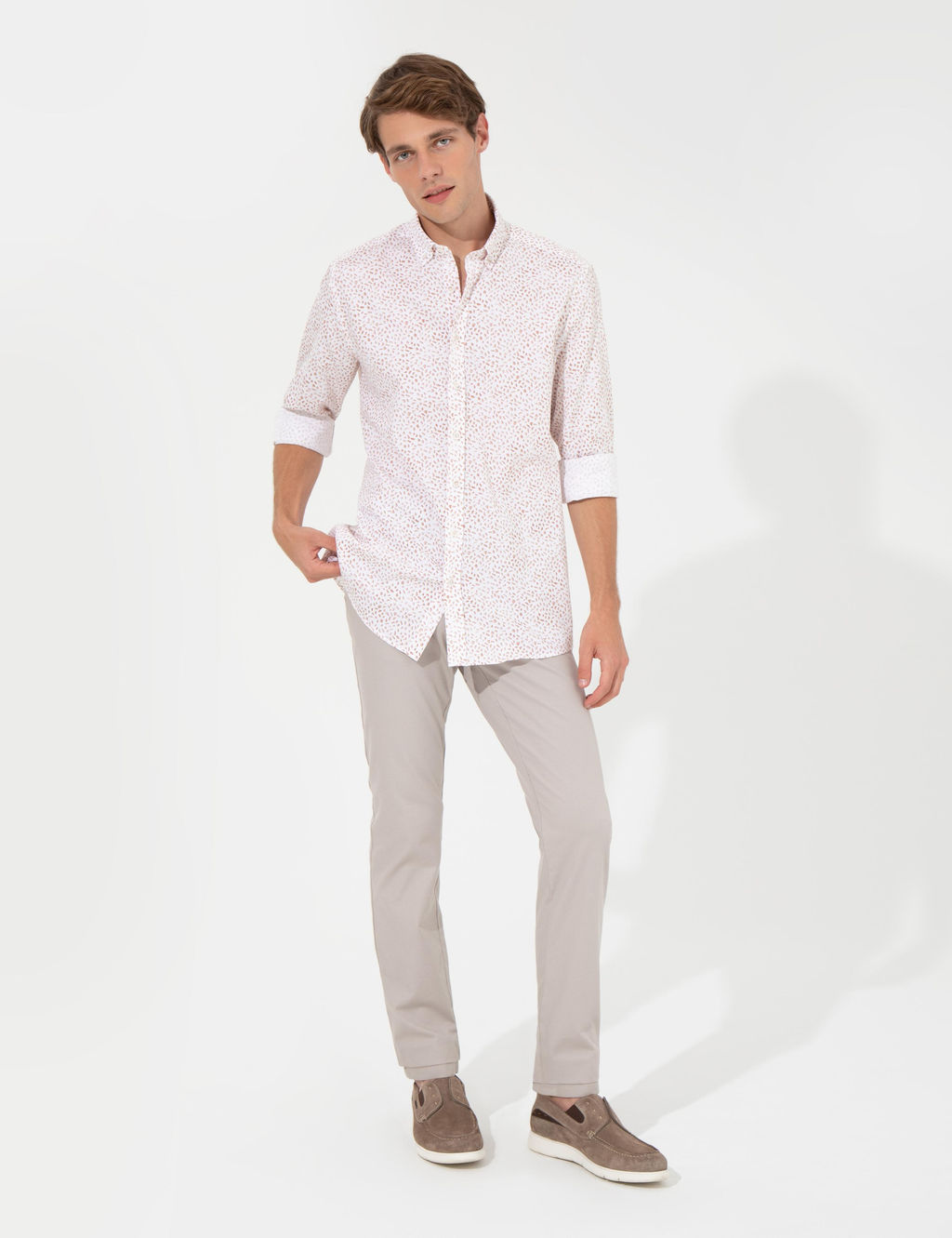 A__k Kahverengi Slim Fit Uzun Kollu G_mlek