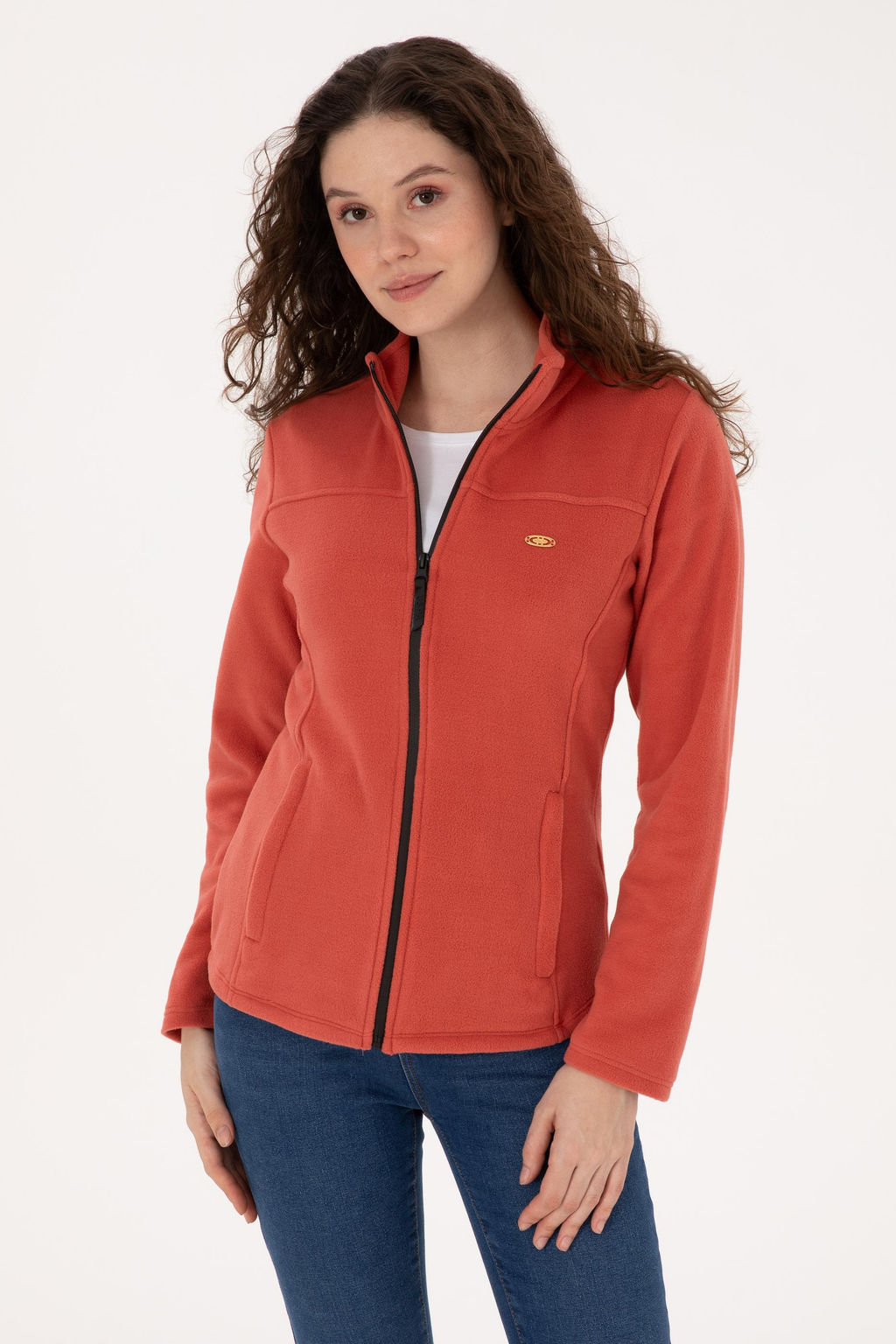 Kad_n Kiremit Fermuarl_ Dik Yaka Polar Sweatshirt - U.s. polo assn фото 3