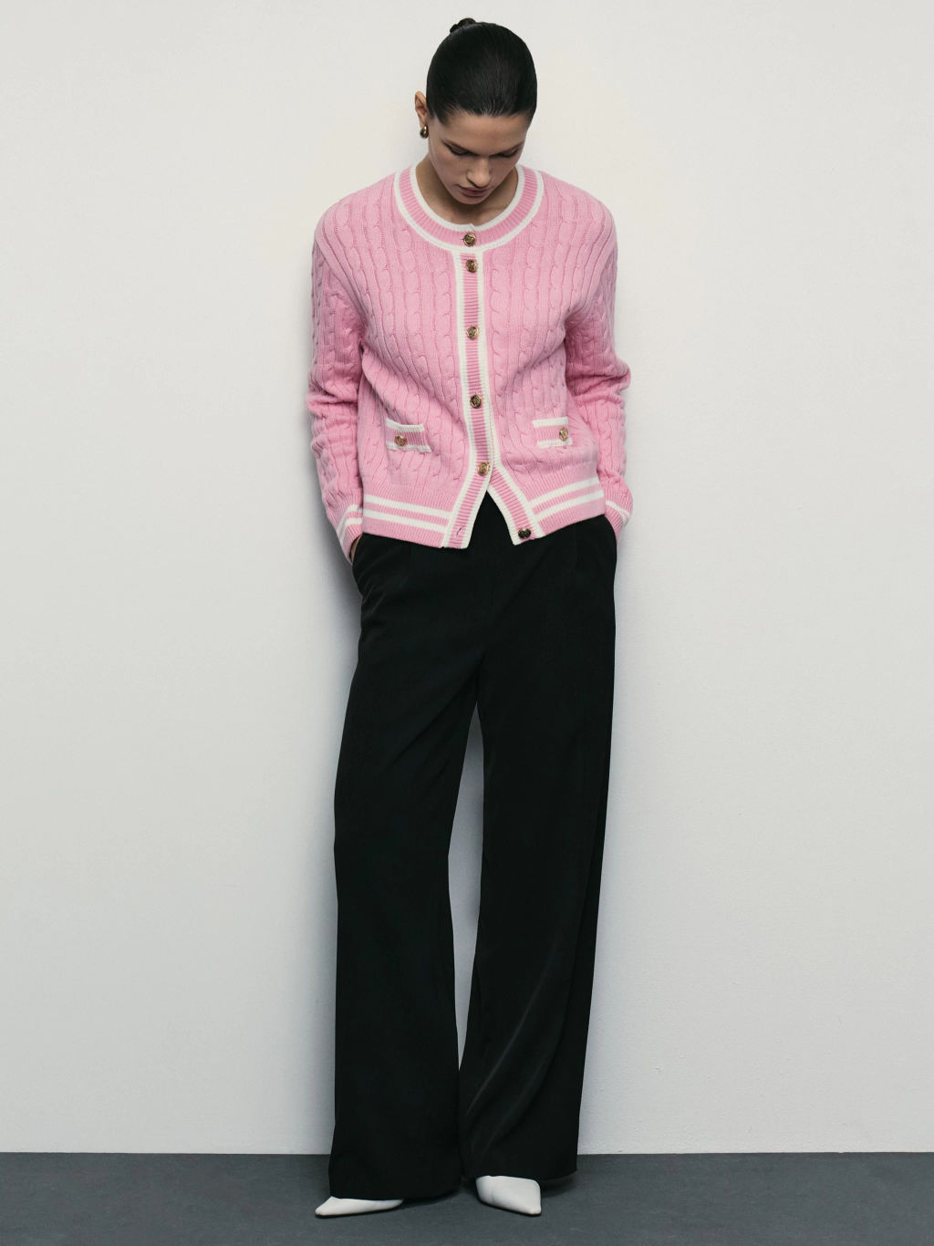 Кардиган с рельефным рисунком из хлопка / Zarina  фото 2