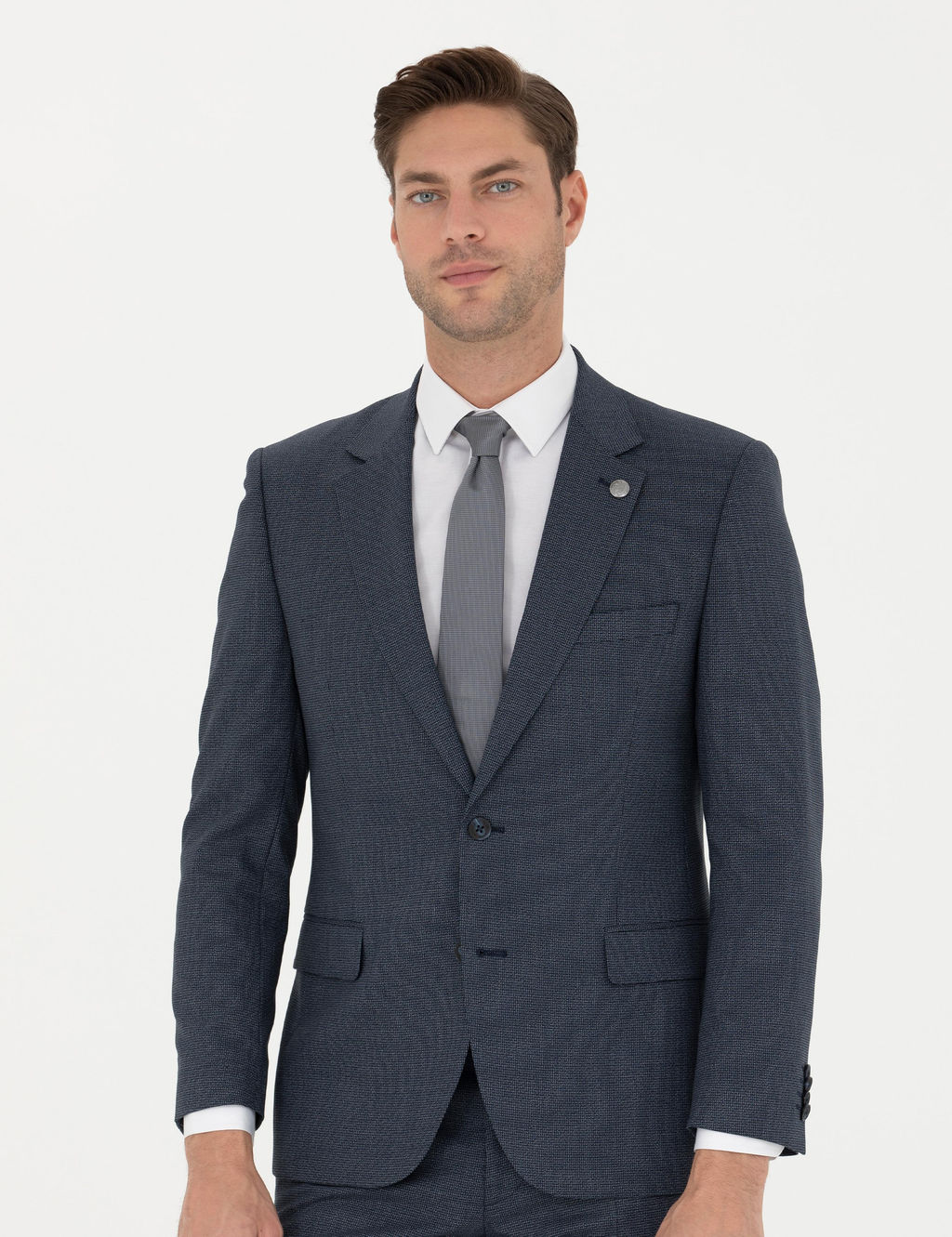 Lacivert Slim Fit Tak_m Elbise
