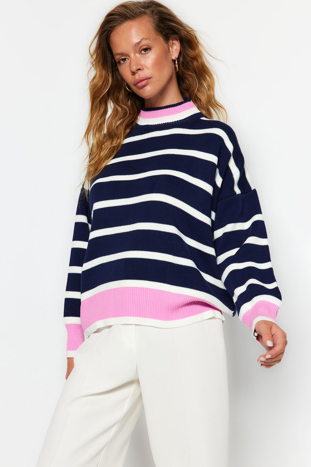 Lacivert Super Genis Kal?p Triko Kazak TWOAW24KZ00404 - Trendyolmilla фото 3